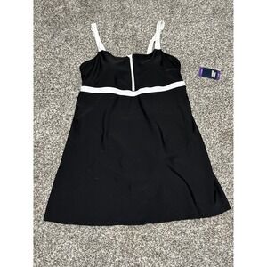 Lands End Womens XXL 20 Swim Dress Black White Colorblock Adjust Straps NWT B3